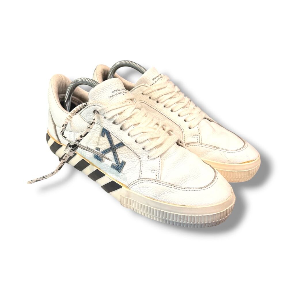 Off-White Low Vulcanized Leather Sneakers ‘White Blue’ | Size 42(9US)